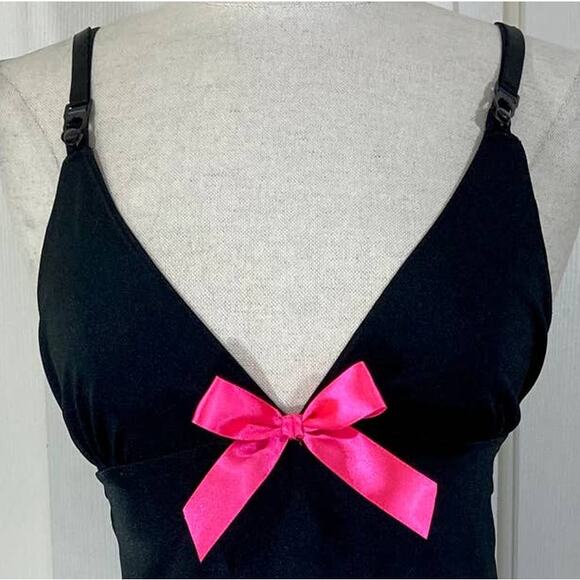 Leg Avenue teddy nightie, black pink nightgown sleep wear lingerie - Picture 7 of 8